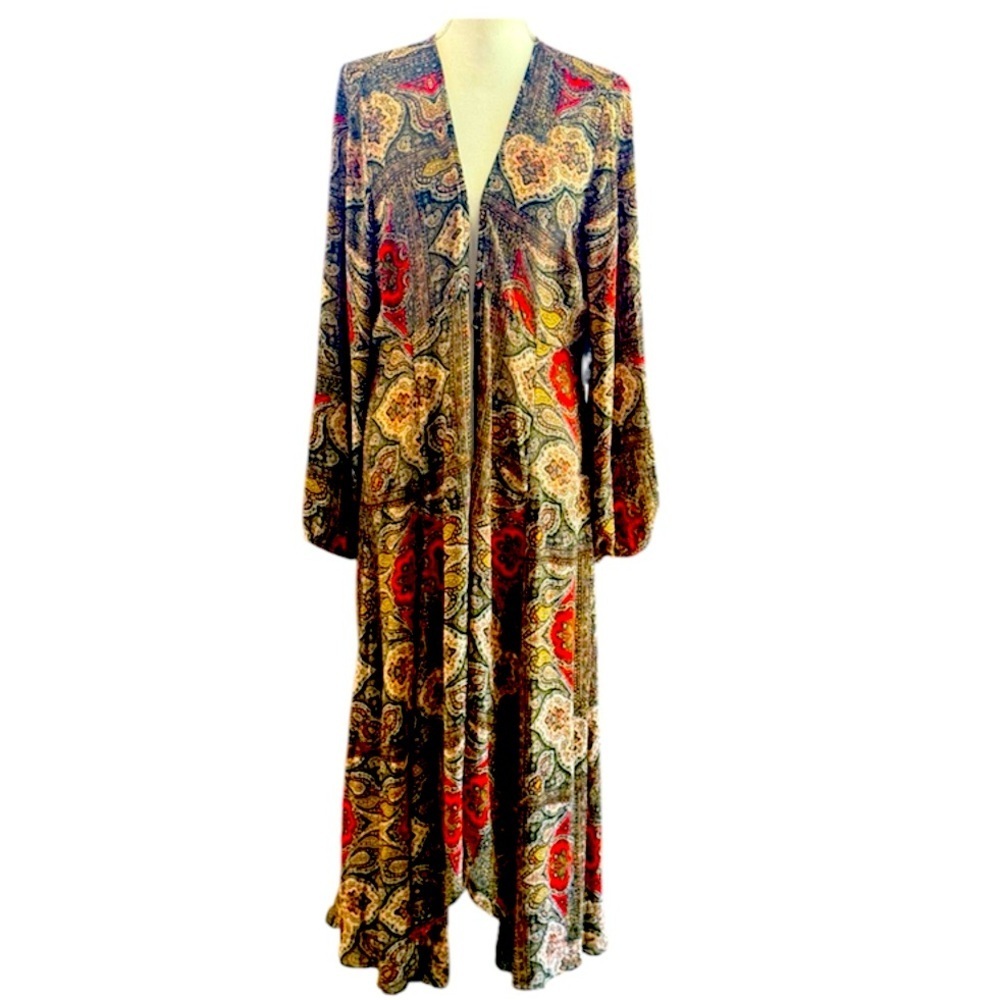 Express ladies, long sleeve maxi, sheer cover-up size large, NWT Paisley - Picture 2 of 16